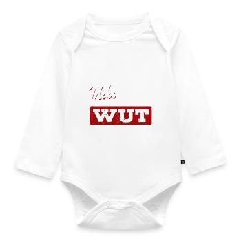 Mehr Mut weniger Wut - Gegen Rechts, gegen Hetze - Baby Bio-Langarm-Body - Weiß - Vorne