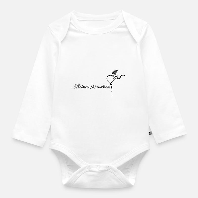 Maus kleines Mäuschen auf Luftballon - Baby Bio-Langarm-Body - Weiß