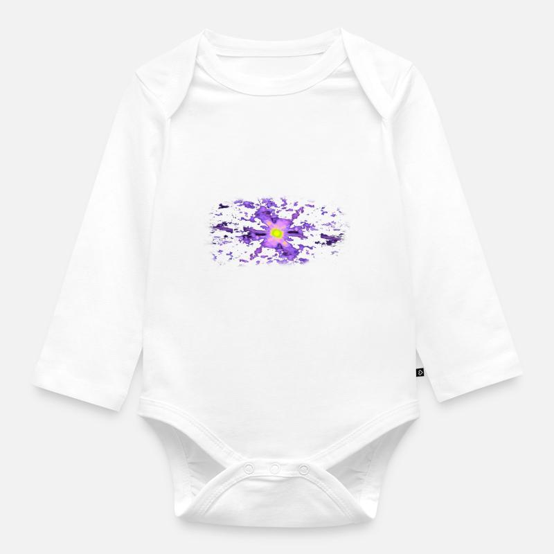Space outer space sun violet purple - Organic Longsleeve Baby Bodysuit - white