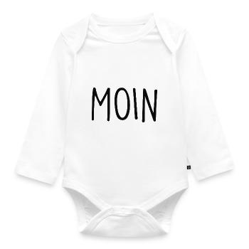 Moin sayings North German - Organic Longsleeve Baby Bodysuit - white - Front
