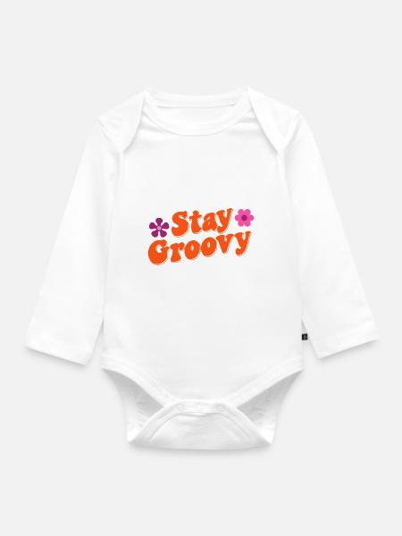 Stay Groovy - Baby Bio-Langarm-Body - Weiß
