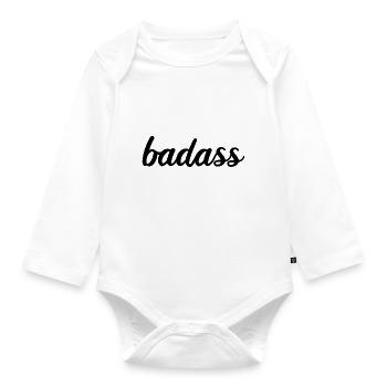 badass - Organic Longsleeve Baby Bodysuit - white - Front