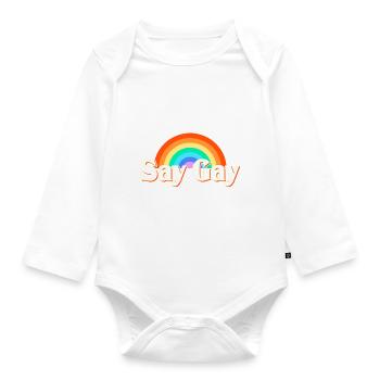 LGBT Say Gay - Organic Longsleeve Baby Bodysuit - white - Front