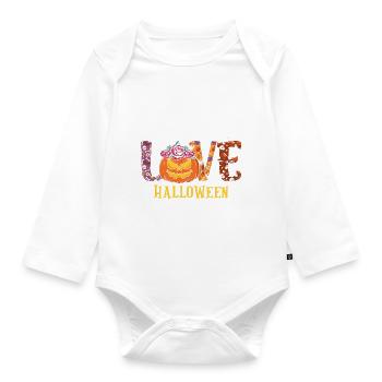 Halloween Love Pumpkin - Organic Longsleeve Baby Bodysuit - white - Front