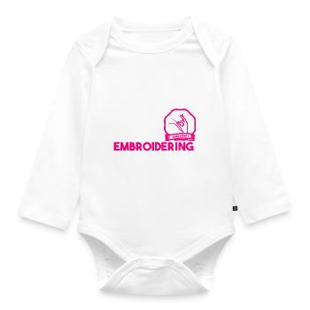 I Can't Hear You I'm Embroidering Quilter - Baby Bio-Langarm-Body - Weiß - Vorne
