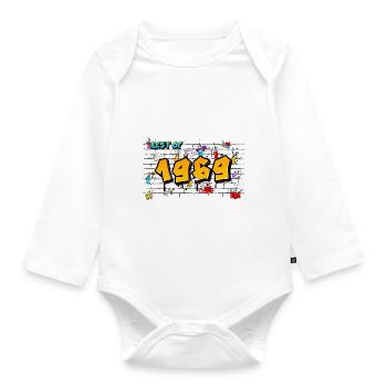 Retro Vibes 1969 Graffiti – 56 Years of Bold - Organic Longsleeve Baby Bodysuit - white - Front