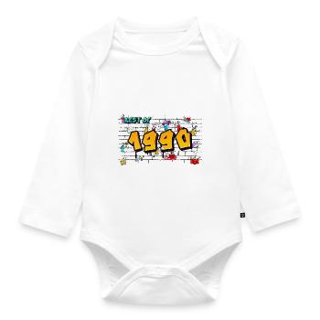 Best of 1990 Graffiti – 35 Years of 90s Vibes - Organic Longsleeve Baby Bodysuit - white - Front