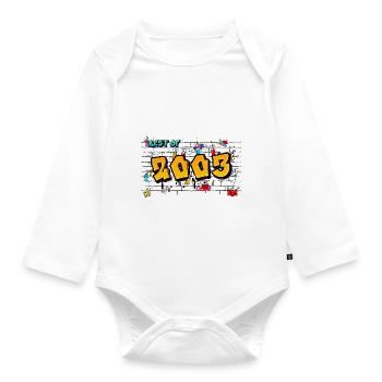 Rebel 2003 Graffiti – 22 Years of Bold Vibes - Organic Longsleeve Baby Bodysuit - white - Front