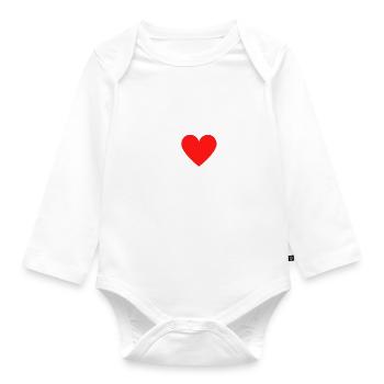 I Love Ezra Red Heart Love Fan Gift - Organic Longsleeve Baby Bodysuit - white - Front