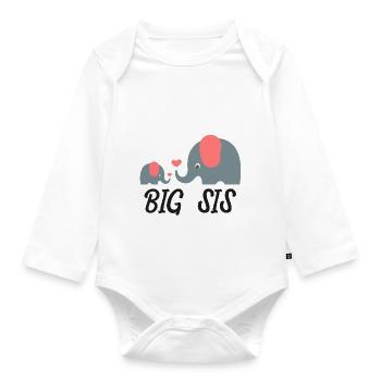 Éléphant soeur frères et soeurs amour cadeau - Body Bébé bio manches longues - blanc - Devant
