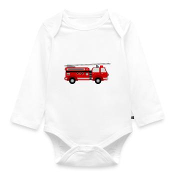Feuerwehrauto Spielzeug Feuerwehr 112 - Baby Bio-Langarm-Body - Weiß - Vorne