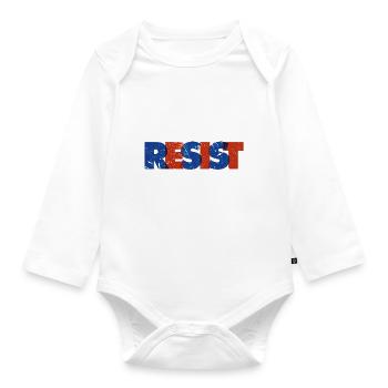Resist Distressed - Organic Longsleeve Baby Bodysuit - white - Front