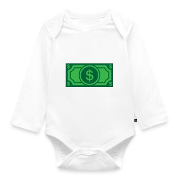 Geld, Money, Schein, Dollar - Baby Bio-Langarm-Body - Weiß - Vorne