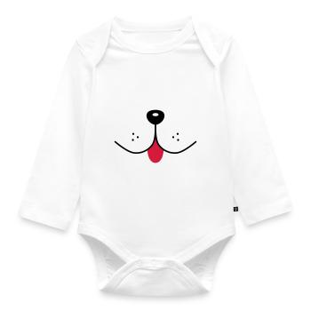Dog face funny dog snout dogs nose mouth - Organic Longsleeve Baby Bodysuit - white - Front