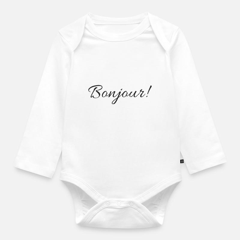 Conception de texte Bonjour - Body Bébé bio manches longues - blanc