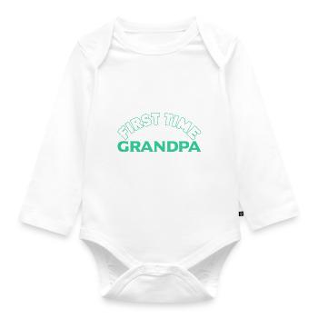 First Time Grandpa est. 2023 Father's Day - Organic Longsleeve Baby Bodysuit - white - Front