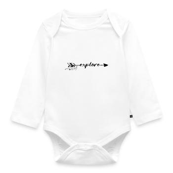 explore Schriftzug Boho Style Reise Spruch Sprüche - Baby Bio-Langarm-Body - Weiß - Vorne