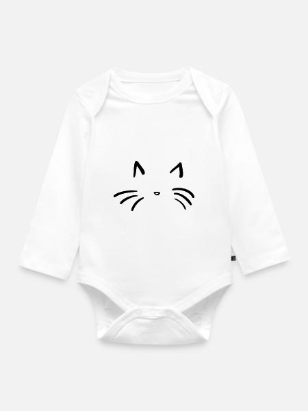 Katze - Baby Bio-Langarm-Body - Weiß