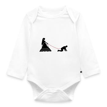 Wedding bridal couple leash - Organic Longsleeve Baby Bodysuit - white - Front
