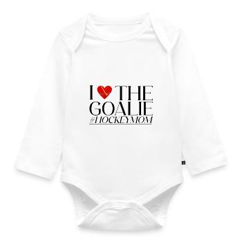 I Love The Goalie #hockeymom 2 - Baby Bio-Langarm-Body - Weiß - Vorne