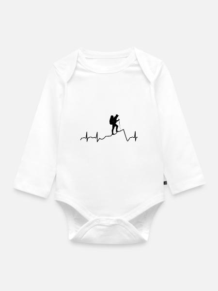 Wandern merino EKG Herzschlag - Baby Bio-Langarm-Body - Weiß