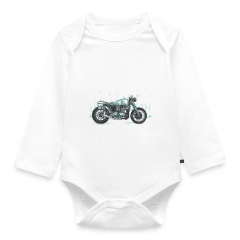 Motorcyclist classic motorcycle racing - Organic Longsleeve Baby Bodysuit - white - Front