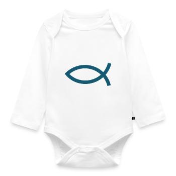 Jesus fish Ichthys fish fish - Organic Longsleeve Baby Bodysuit - white - Front