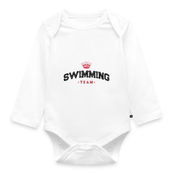 Swimming Team - Organic Longsleeve Baby Bodysuit - white - Front