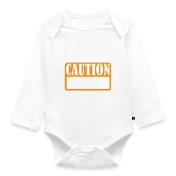 Caution Does Not Play Well With Others 68 - Organic Longsleeve Baby Bodysuit - white - Front