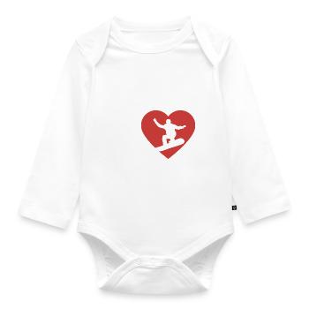 I Love Snowboard - Herz - Hobby - Baby Bio-Langarm-Body - Weiß - Vorne