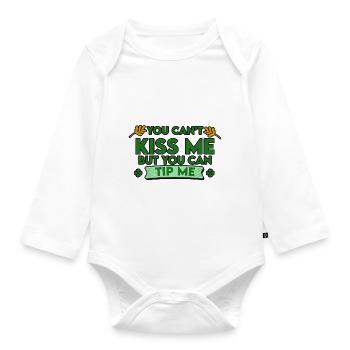 You Can't Kiss Me But You Can Tip Me - Baby Bio-Langarm-Body - Weiß - Vorne