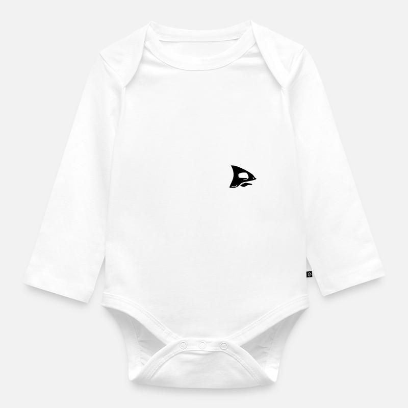 Squelette de poisson noir - Body Bébé bio manches longues - blanc
