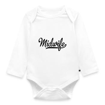 Hebamme - Baby Bio-Langarm-Body - Weiß - Vorne