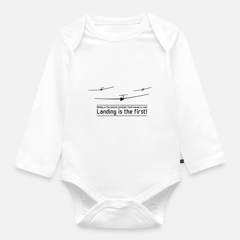 Glider glider glide gift tshirt - Organic Longsleeve Baby Bodysuit - white