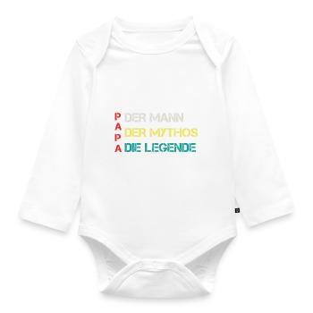 Papa Vater Vatertag Dad - Baby Bio-Langarm-Body - Weiß - Vorne