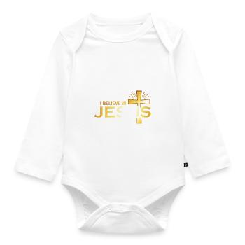 Je crois en Jésus - idée cadeau chrétien - Body Bébé bio manches longues - blanc - Devant