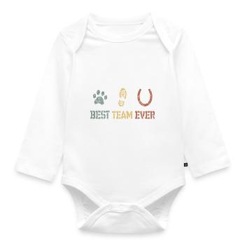 Hund Pferd Team Love - Baby Bio-Langarm-Body - Weiß - Vorne