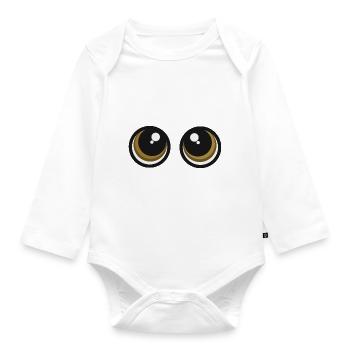 cute eyes look gift facial expressions cute baby - Organic Longsleeve Baby Bodysuit - white - Front