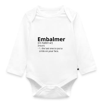 Embalmer Definition Description - Organic Longsleeve Baby Bodysuit - white - Front