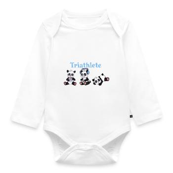 Triathlete Eating Gaming Sleeping - Cute Panda - Baby Bio-Langarm-Body - Weiß - Vorne