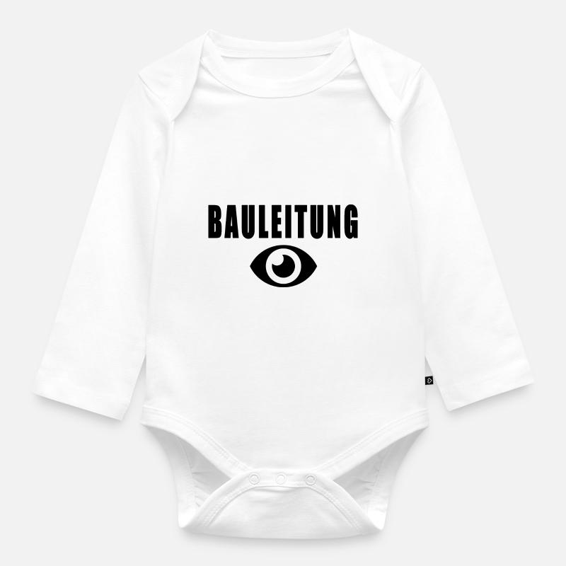 Bauleitung - Baby Bio-Langarm-Body - Weiß