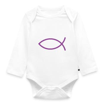 Jesus fish Ichthys fish fish - Organic Longsleeve Baby Bodysuit - white - Front