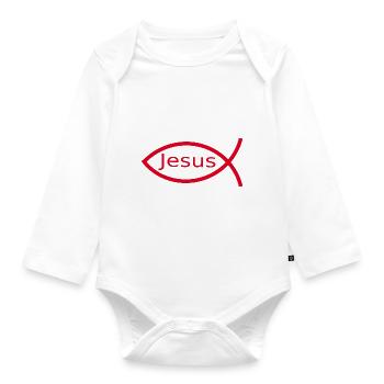 Jesus fish Ichthys fish fish - Organic Longsleeve Baby Bodysuit - white - Front