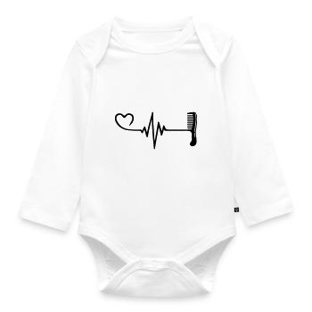 Kamm Friseur Puls Herz Liebe - Baby Bio-Langarm-Body - Weiß - Vorne
