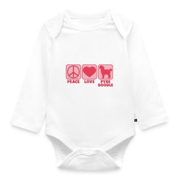 Standard Pyredoodle Mom Frauchen Peace Pink - Baby Bio-Langarm-Body - Weiß - Vorne