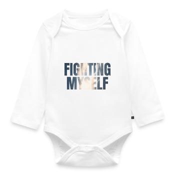 fighting myself Depression Geschenkidee - Baby Bio-Langarm-Body - Weiß - Vorne