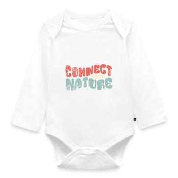 Connect with Nature - naturverbunden - Spruch - Baby Bio-Langarm-Body - Weiß - Vorne