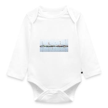 Boats and their reflection - Organic Longsleeve Baby Bodysuit - white - Front