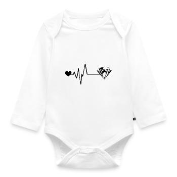 Diamond Pulse Heart Love - Organic Longsleeve Baby Bodysuit - white - Front