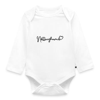 Nottingham Heartbeat City England - Organic Longsleeve Baby Bodysuit - white - Front